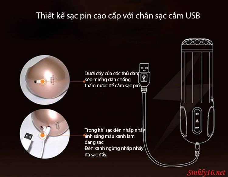 Thiết kế sạc pin cao cấp với chân sạc cắm USB
